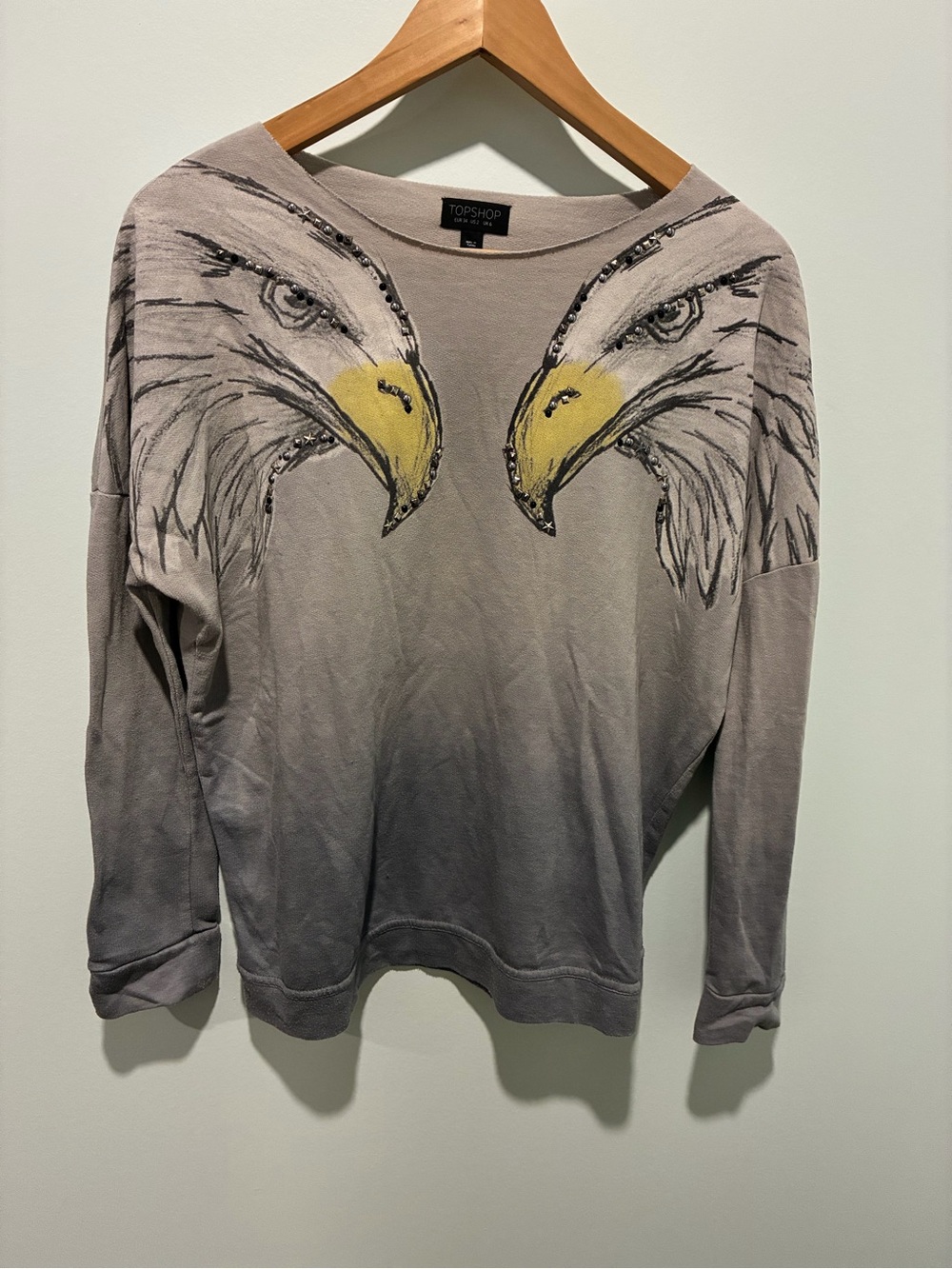Topshop Womens Grey Ombre Cotton Blend Sweatshirt Size 2 - Eagle Design